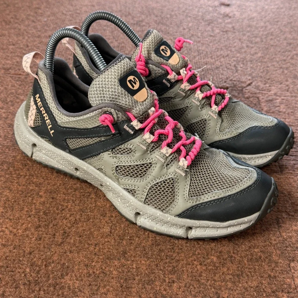 A- Merrell All Out Blaze Sieve Womens Hiking Shoes Grey Pink J033884 Size 9